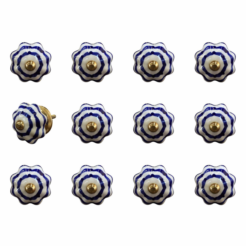 1.5" X 1.5" X 1.5" White Blue And Copper Knobs 12 Pack - Homeroots - Flyclothing LLC
