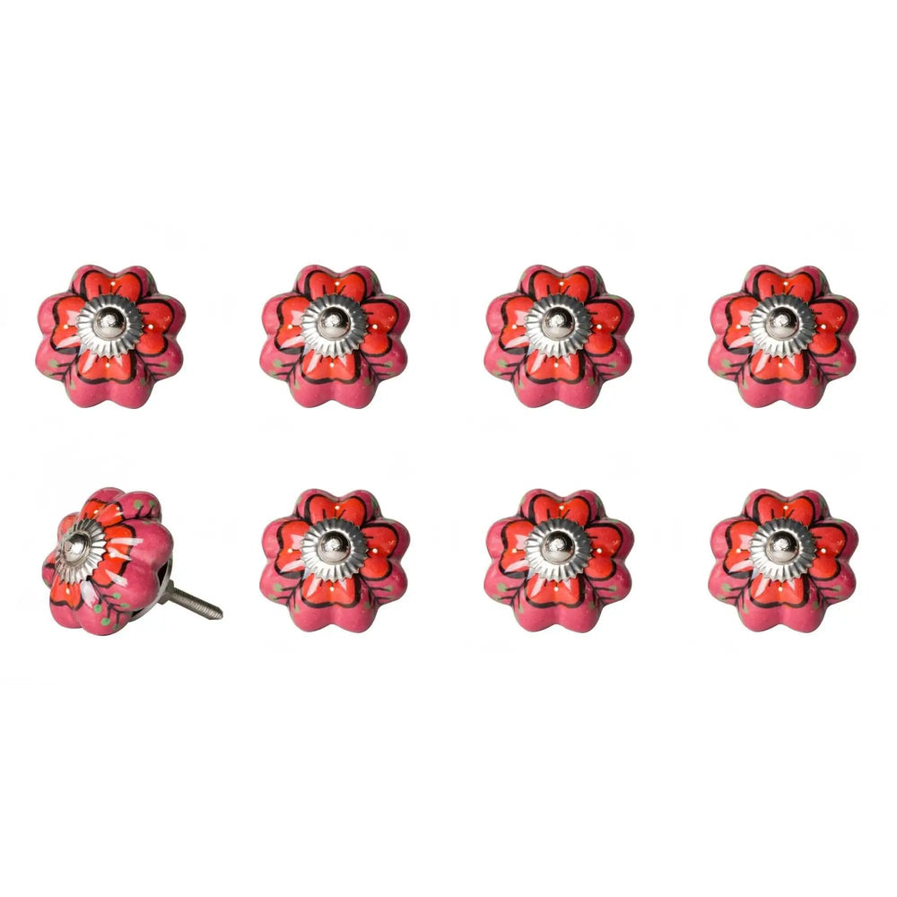 1.5" X 1.5" X 1.5" Hues Of Pink Red And Green Knobs 8 Pack - Homeroots - Flyclothing LLC