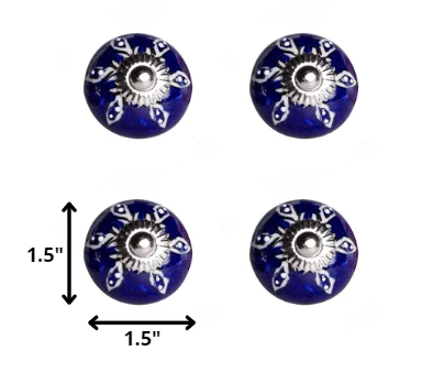 1.5" X 1.5" X 1.5" Hues Of White Navy And Silver Knobs 8 Pack - Homeroots - Flyclothing LLC