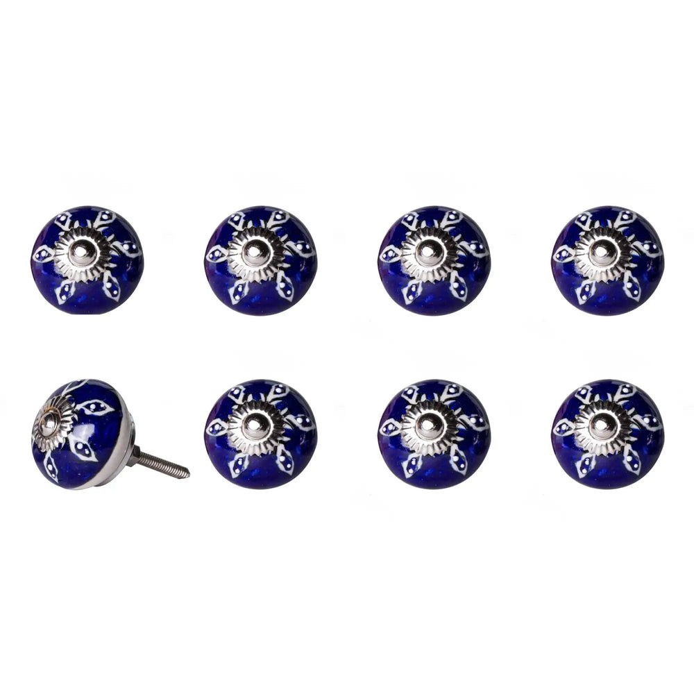 1.5" X 1.5" X 1.5" Hues Of White Navy And Silver Knobs 8 Pack - Homeroots - Flyclothing LLC