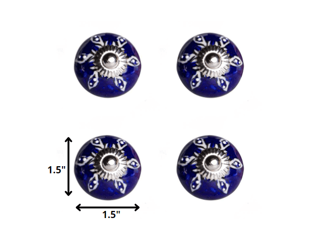 1.5" X 1.5" X 1.5" Navy White And Silver Knobs 12 Pack - Homeroots - Flyclothing LLC