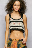 POL Floral Embroidered Cropped Crochet Cami with Scalloped Hem - Trendsi - Flyclothing LLC