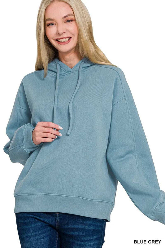 Zenana Drawstring Relaxed Fit Fleece Hoodie - Trendsi - Flyclothing LLC