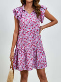 Tied Floral Cap Sleeve Mini Dress - Trendsi - Flyclothing LLC