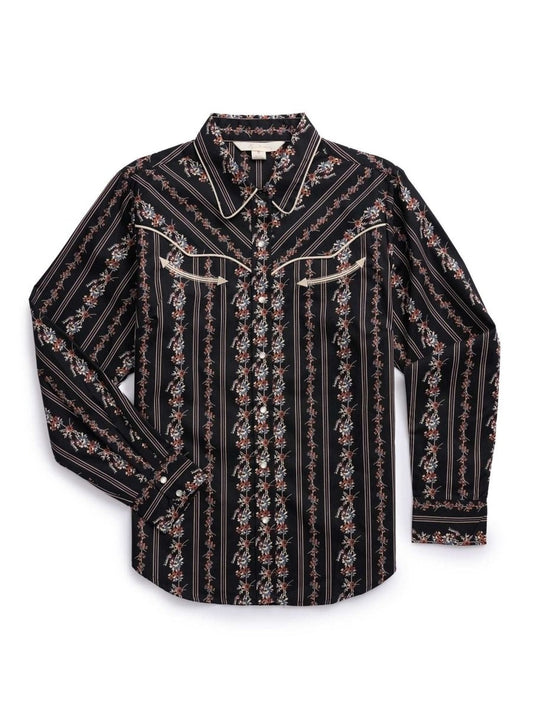 Women's Ely Walker Black Wallpaper Floral Print Western Snap Shirt - Ely Cattleman - Flyclothing LLC