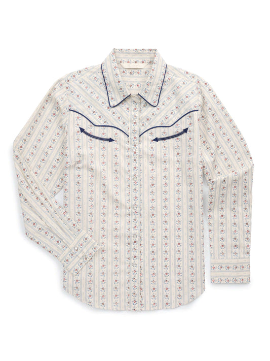 Women's Ely Walker Ecru Wallpaper Floral Print Western Snap Shirt - Ely Cattleman - Flyclothing LLC
