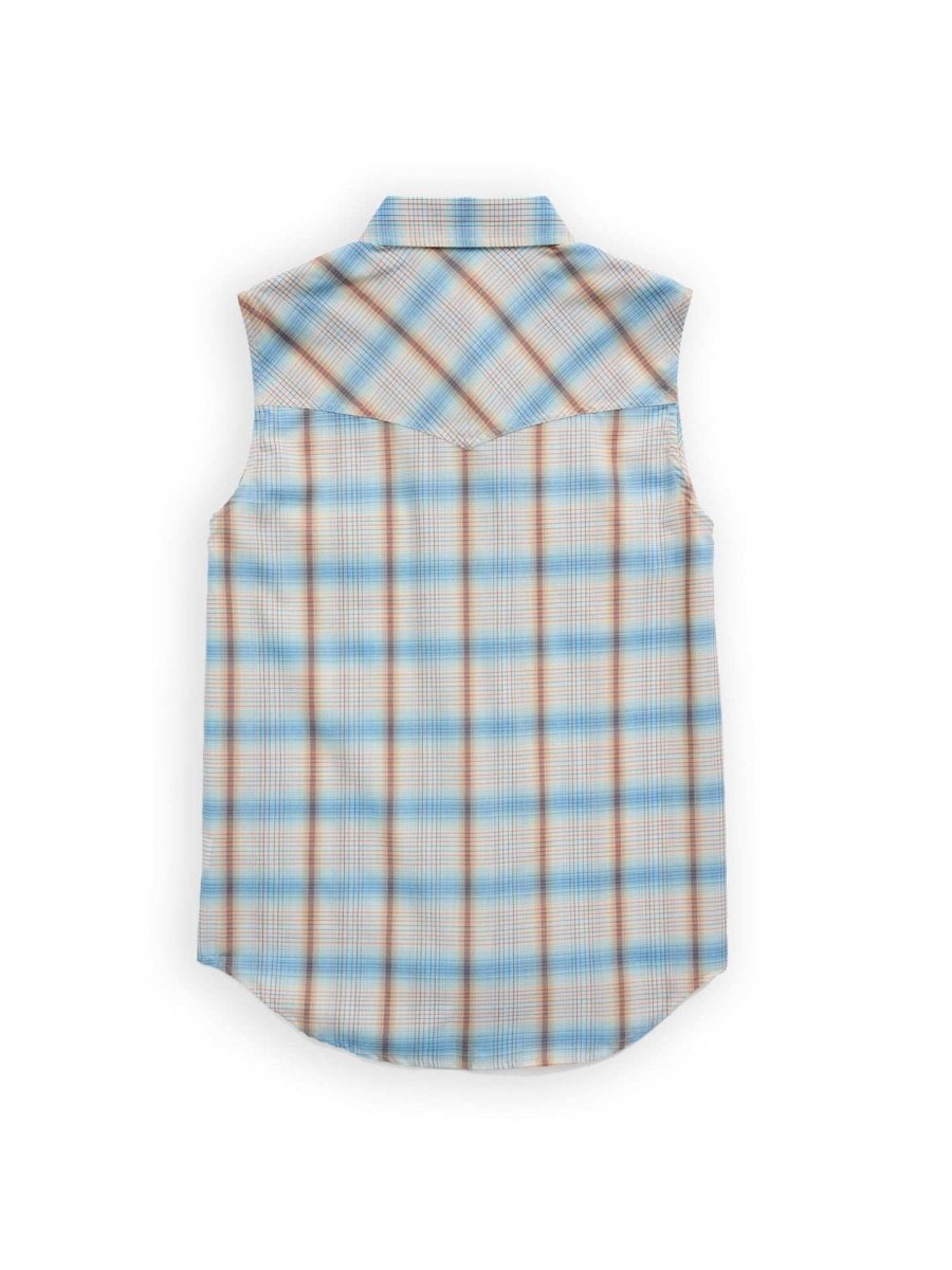 Women's Ely Plaid with Bow Embroidery Sleeveless Shirt - Ely Cattleman - Flyclothing LLC