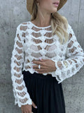 Crochet Long Sleeve Knit Cover Up - Trendsi - Flyclothing LLC