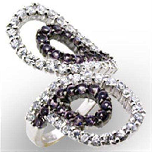 32518 - High-Polished 925 Sterling Silver Ring with AAA Grade CZ in Amethyst - Alamode - Flyclothing LLC