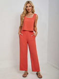 Square Neck Tank and Wide Leg Pants Set - Trendsi - Flyclothing LLC