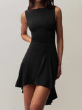 High-Low Round Neck Sleeveless Dress - Trendsi - Flyclothing LLC