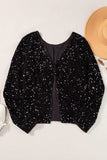 Sequin Round Neck Long Sleeve Blouse - Trendsi - Flyclothing LLC