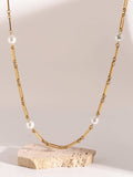 Stainless Steel Pearl Chain Necklace - Trendsi - Flyclothing LLC