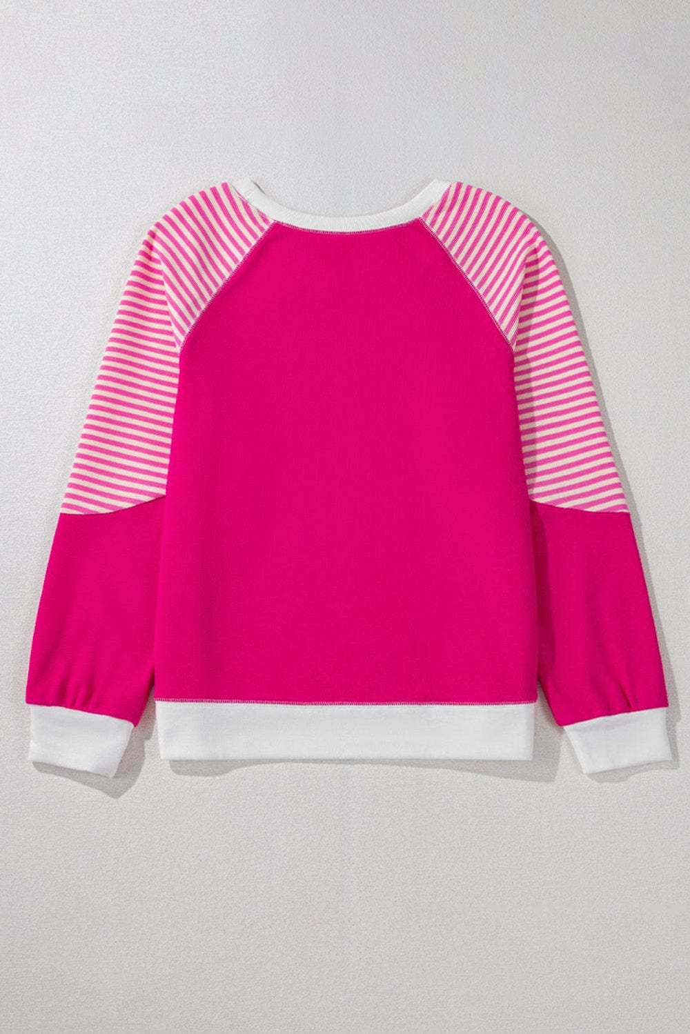 Striped Round Neck Long Sleeve Sweatshirt - Trendsi - Flyclothing LLC