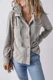 Drawstring Button Up Long Sleeve Hooded Jacket - Trendsi - Flyclothing LLC