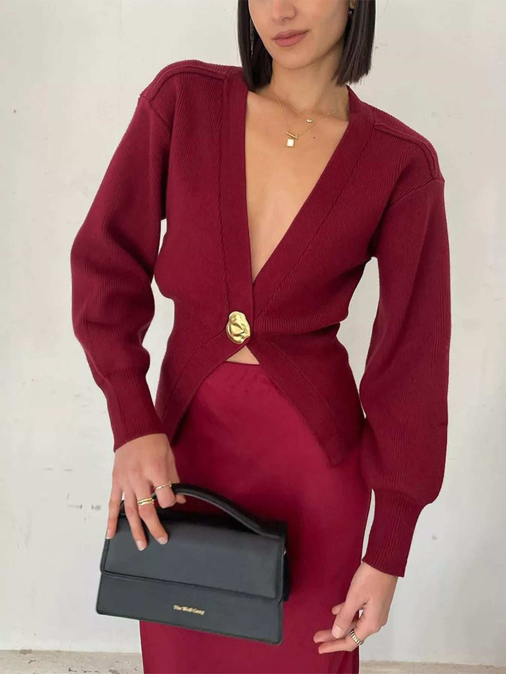 Single-Button Knit Cardigan - Trendsi - Flyclothing LLC