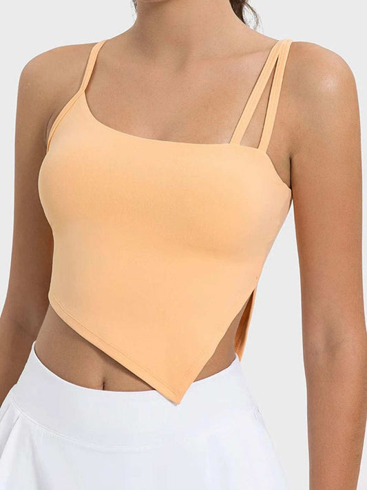 Slit Asymmetrical Neck Active Cami - Trendsi - Flyclothing LLC