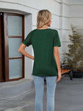 Round Neck Lace Short Sleeve T-Shirt - Trendsi - Flyclothing LLC