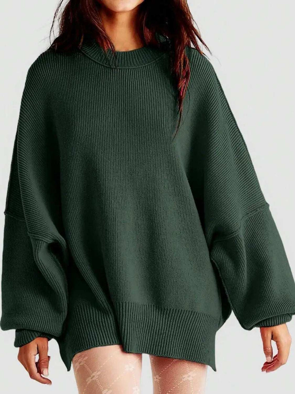 Round Neck Long Sleeve Sweater - Trendsi - Flyclothing LLC