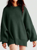Round Neck Long Sleeve Sweater - Trendsi - Flyclothing LLC