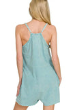 Zenana Acid Crinkle Washed Spaghetti Strap Romper - Trendsi - Flyclothing LLC