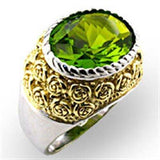 32804 - Reverse Two-Tone 925 Sterling Silver Ring with Synthetic Spinel in Peridot - Alamode - Flyclothing LLC