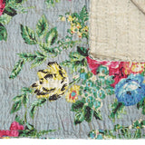 50" X 70" Pink Gray and Blue Kantha Cotton Floral Throw Blanket with Embroidery - Homeroots - Flyclothing LLC