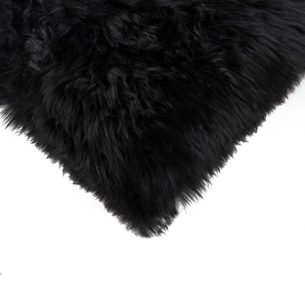18" X 18"Modern Black New Zealand Sheepskin Pillow - Homeroots - Flyclothing LLC