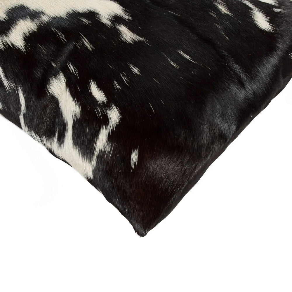 12" X 20" Black and White Cowhide Throw Pillow - Homeroots - Flyclothing LLC