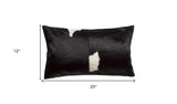 12" X 20" Black and White Cowhide Throw Pillow - Homeroots - Flyclothing LLC
