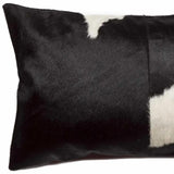 12" X 20" Black and White Cowhide Throw Pillow - Homeroots - Flyclothing LLC
