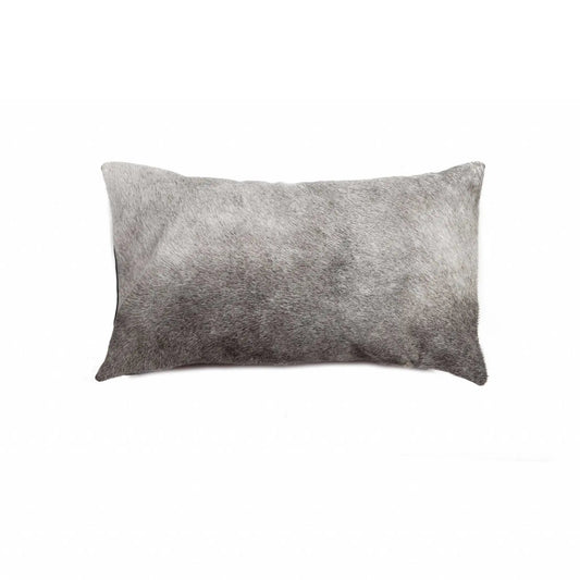 12" X 20" Gray Cowhide Pillow - Homeroots