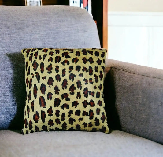 18" Black and Orange Cowhide Throw Pillow - Homeroots