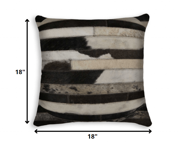 18" Black and White Cowhide Throw Pillow - Homeroots - Flyclothing LLC