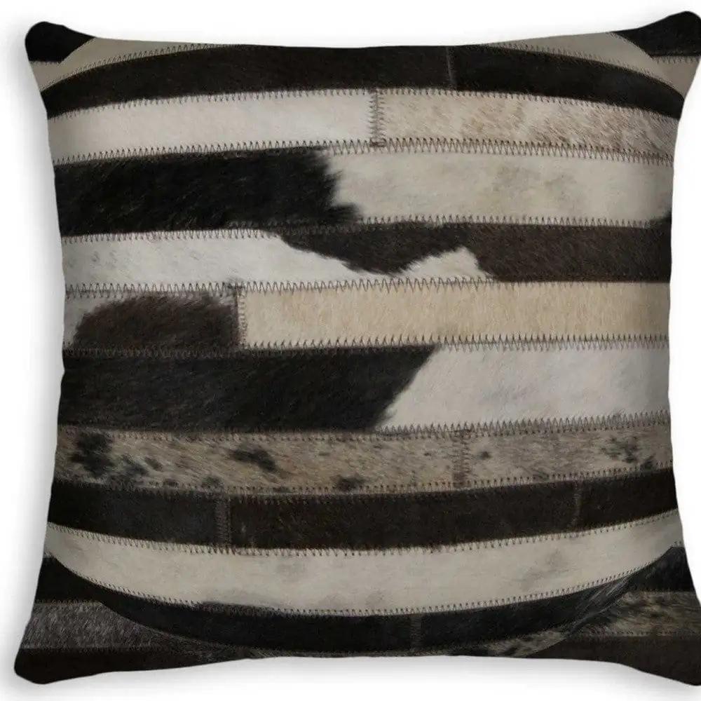 18" Black and White Cowhide Throw Pillow - Homeroots - Flyclothing LLC