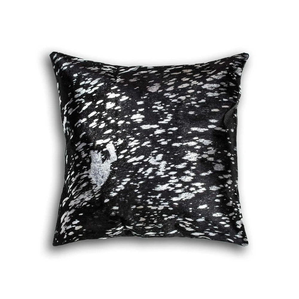 18" Black and Silver Cowhide Throw Pillow - Homeroots - Flyclothing LLC