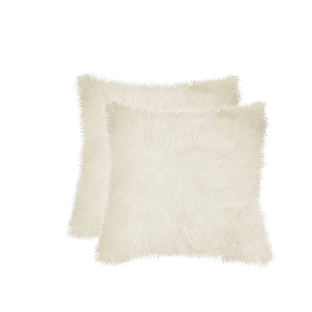 Set of Two 18" Natural Sheepskin Throw Pillows - Homeroots - Flyclothing LLC