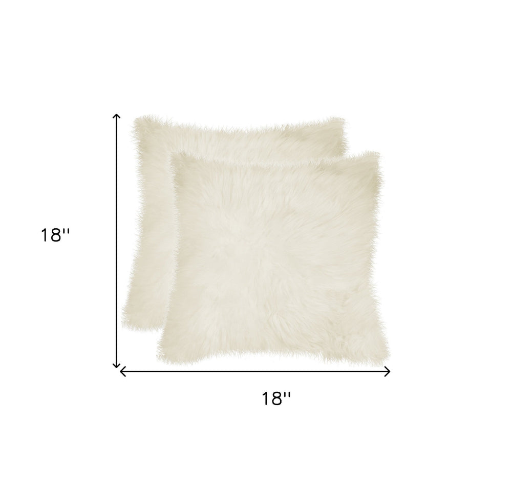 Set of Two 18" Natural Sheepskin Throw Pillows - Homeroots - Flyclothing LLC