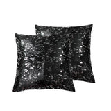 Set of Two 18" Black and Silver Cowhide Throw Pillow - Homeroots - Flyclothing LLC