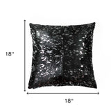 Set of Two 18" Black and Silver Cowhide Throw Pillow - Homeroots - Flyclothing LLC