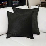 Set of Two 18" Black Cowhide Throw Pillow - Homeroots - Flyclothing LLC