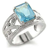 32835 - High-Polished 925 Sterling Silver Ring with Synthetic Spinel in Sea Blue - Alamode - Flyclothing LLC