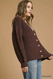 Umgee Cable Knit Pearl Button Cardigan - Trendsi - Flyclothing LLC