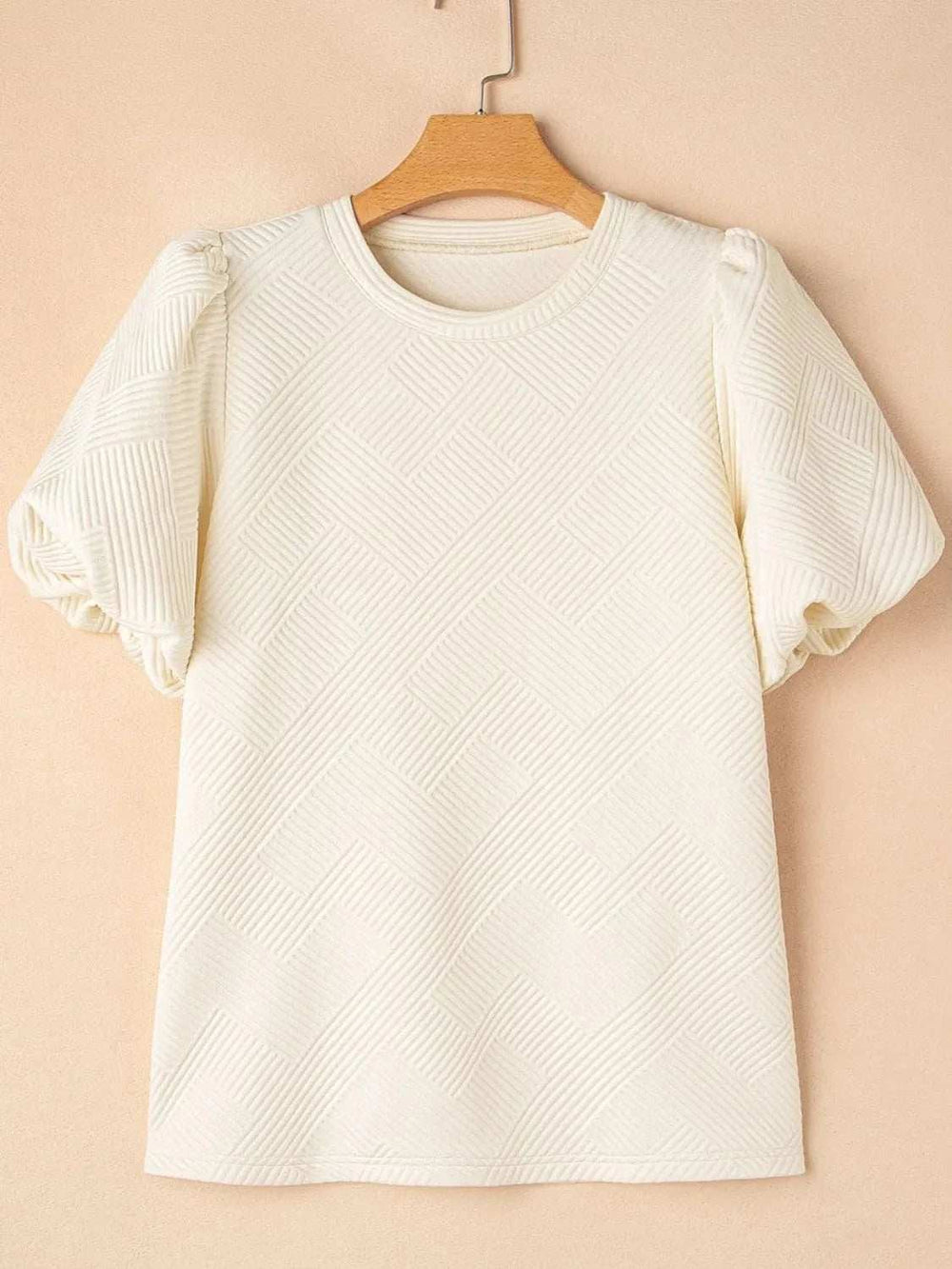 Textured Puff Sleeve T-Shirt - Trendsi - Flyclothing LLC