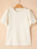 Textured Puff Sleeve T-Shirt - Trendsi - Flyclothing LLC