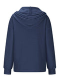 Drawstring Quarter Button Long Sleeve Hoodie - Trendsi - Flyclothing LLC