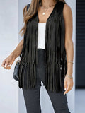 Fringe Open Front Vest Coat - Trendsi - Flyclothing LLC