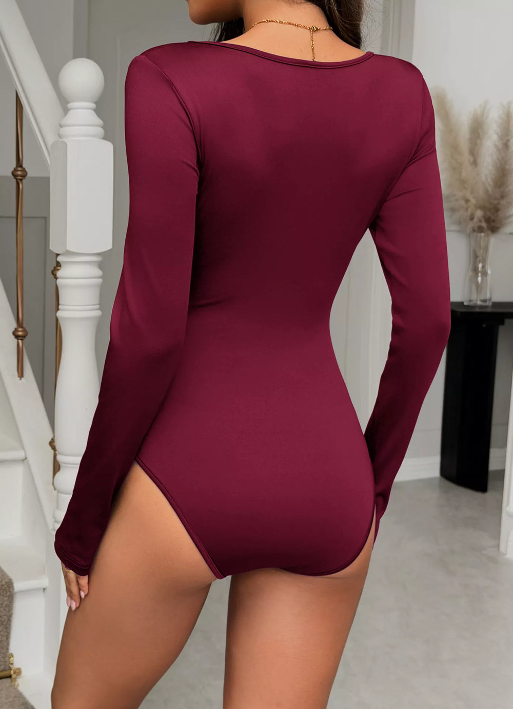 Ruched Long Sleeve Bodysuit - Trendsi - Flyclothing LLC
