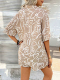 Devine Printed Collared Neck Half Sleeve Top and Shorts Set - Trendsi - Flyclothing LLC