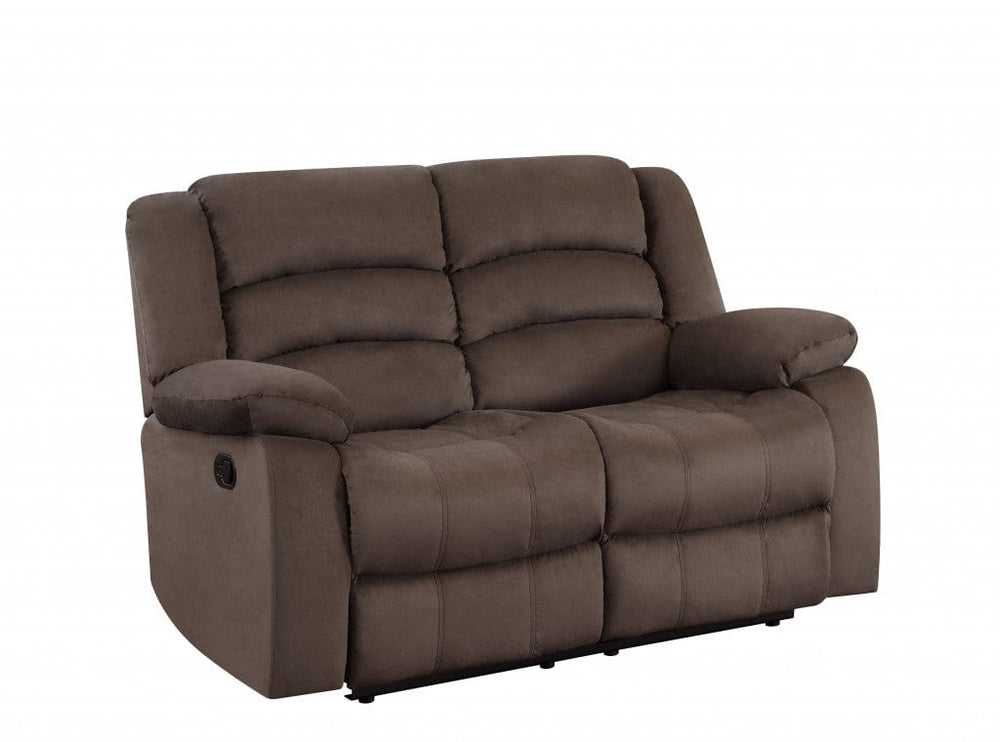 60" Brown Microfiber Manual Reclining Loveseat - Homeroots - Flyclothing LLC